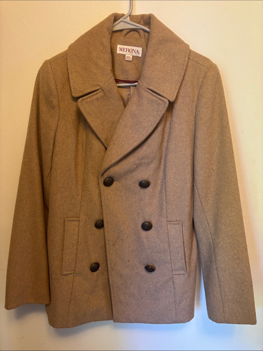 Merona Men's Double-Breasted Peacoat in Camel Brown